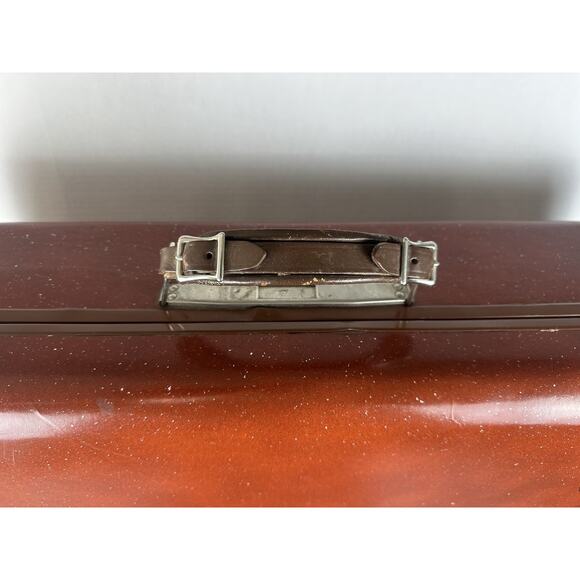 Vintage 1950s Suitcase Style No Key Brown Hardcase Train Luggage Deco - Picture 4 of 10